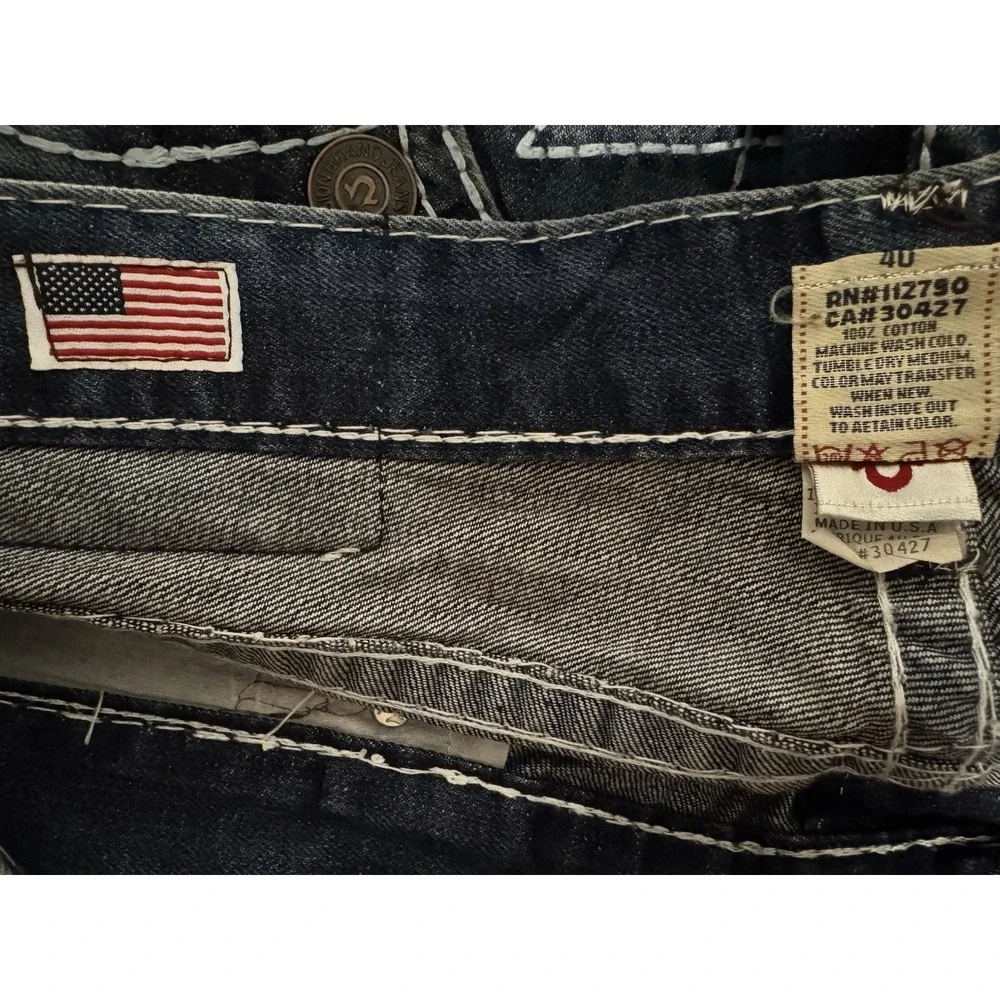 True Religion Ricky Big T Jeans Mens 40x34.5 Made In USA Straight Leg Y2K Blue